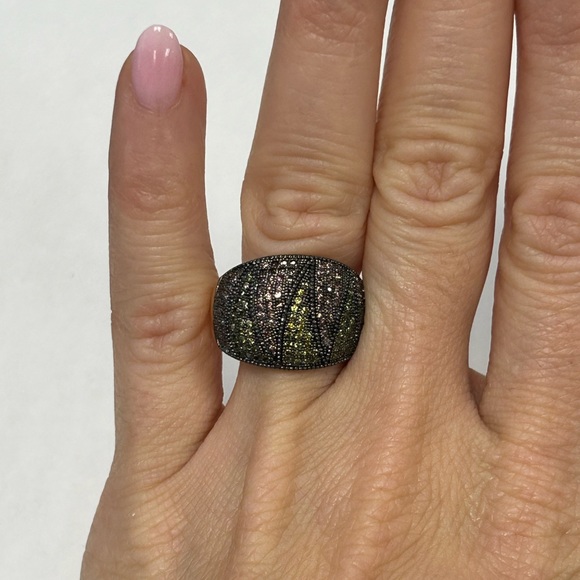 Suzy Levian Rose Sterling Silver Pave Green & Pink CZ Ring NWT - Picture 7 of 7